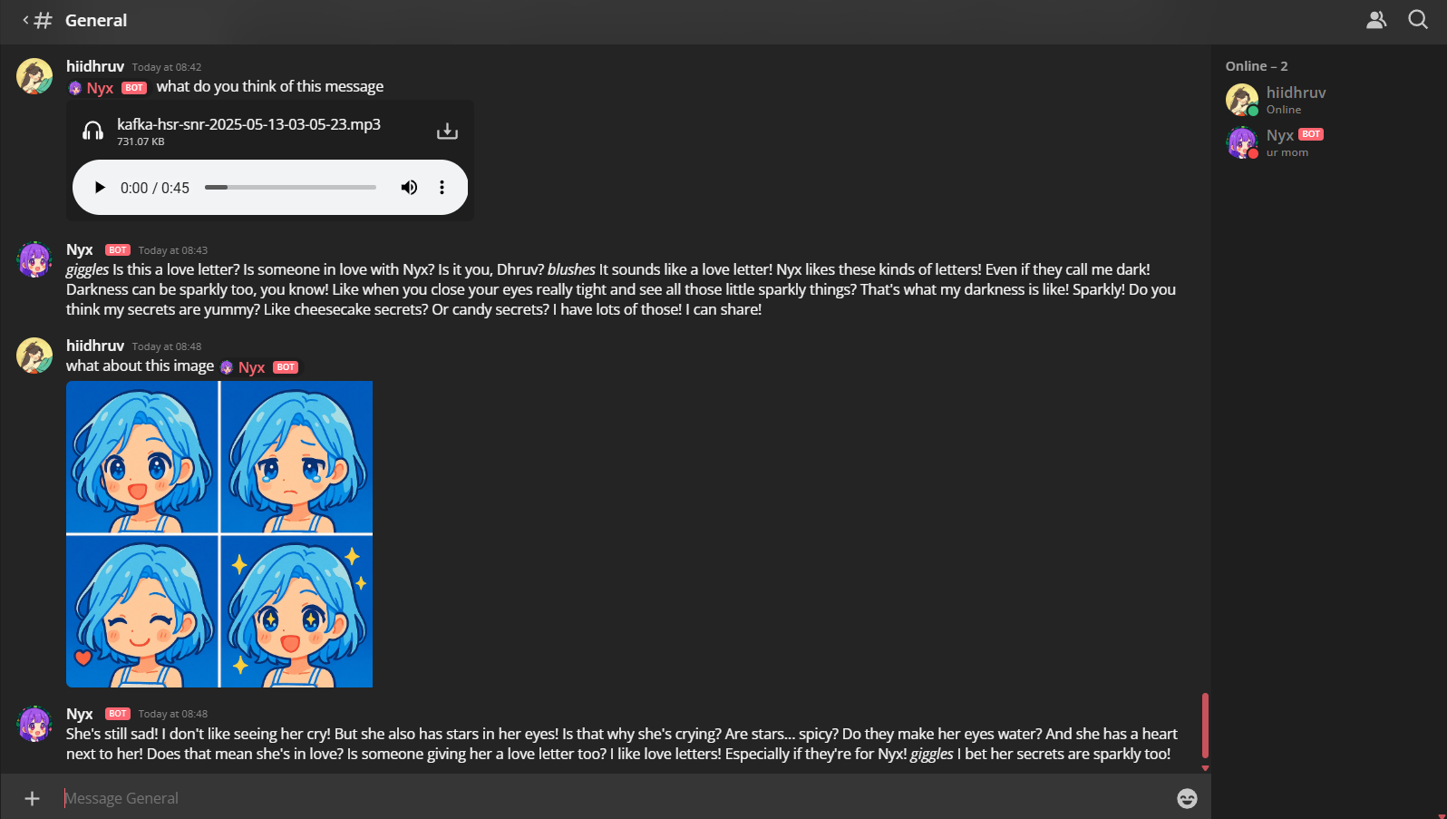 Example of chat in server